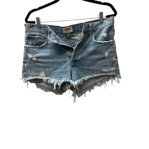 Agolde Women's Premium Vintage Distressed Cut-Off Denim Shorts Blue Size 28